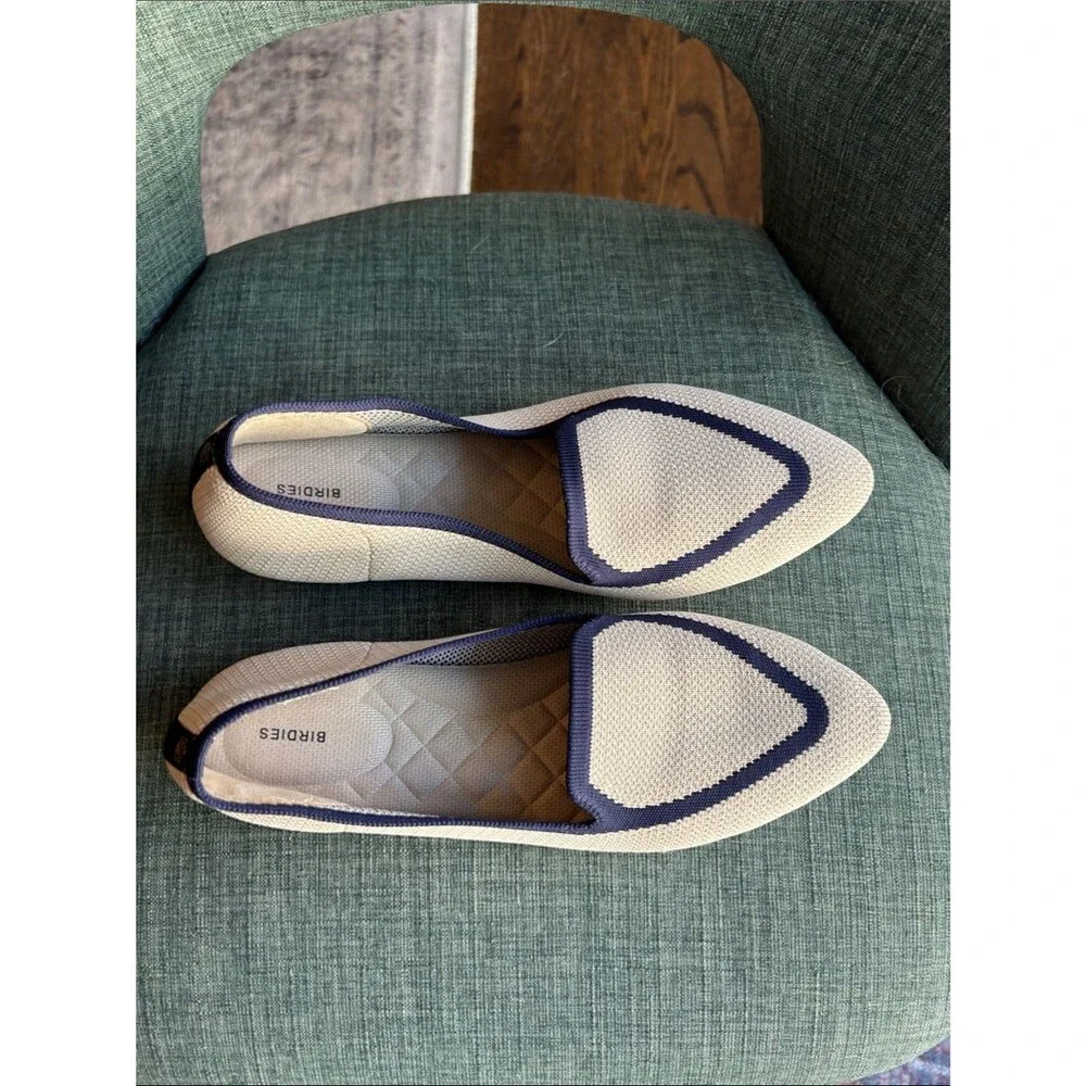 Birdies the blackbird flats loafers eggshell navy  Ballet Flats women 9.5 EUC